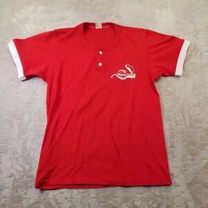 VTG 70s Russell Athletic Smoke Softball Henley Shirt Jersey Local Team Sz Lg DS